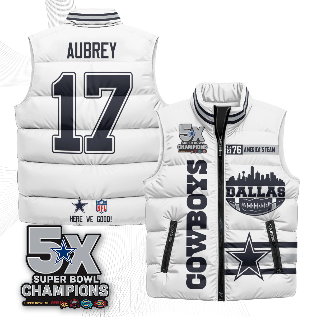 DAL "America's Team" Puffer Vest - Printed