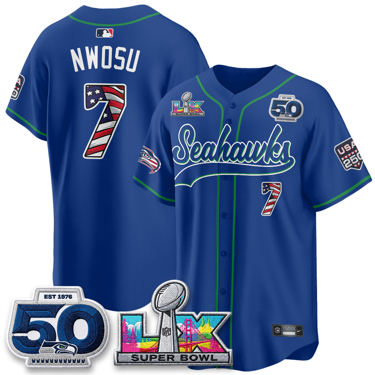 SEA SB LX Champs America Edition Vapor Baseball Jersey - Stitch