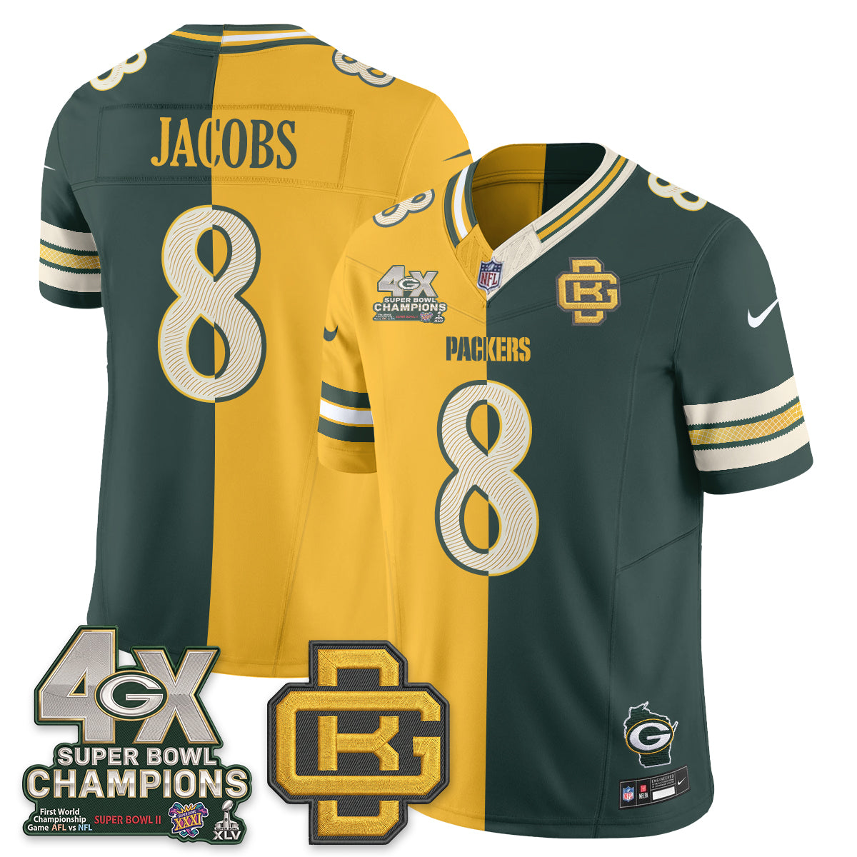 GB Rivalries Split Edition Vapor Jersey - Stitched