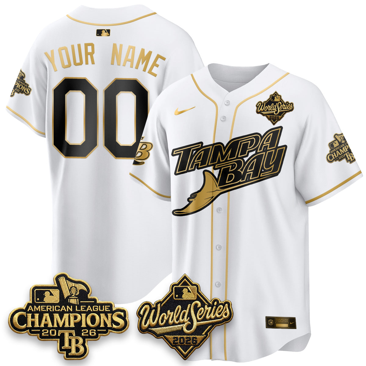 TB 2026 AL Champions Gold Edition Custom Vapor Jersey - Stitched