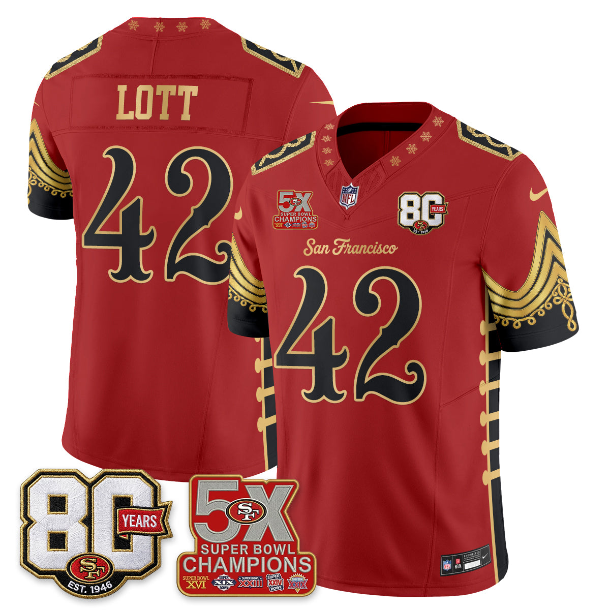 San Francisco 49ers Xmas Nutcracker Edition Vapor Jersey - Stitched