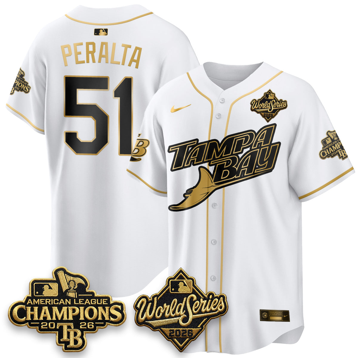 TB 2026 AL Champions Gold Edition Vapor Jersey - Stitched