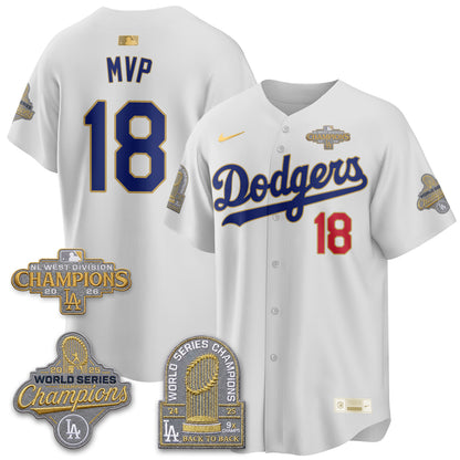 Los Angeles Dodgers 2026 NL West Champs Gold Vapor Jersey- Stitched