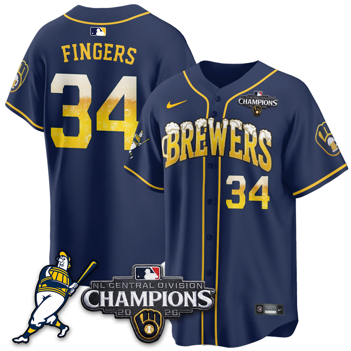 Milwaukee Brewers 2026 NL Division Champs Vapor Jersey V2- Stitched