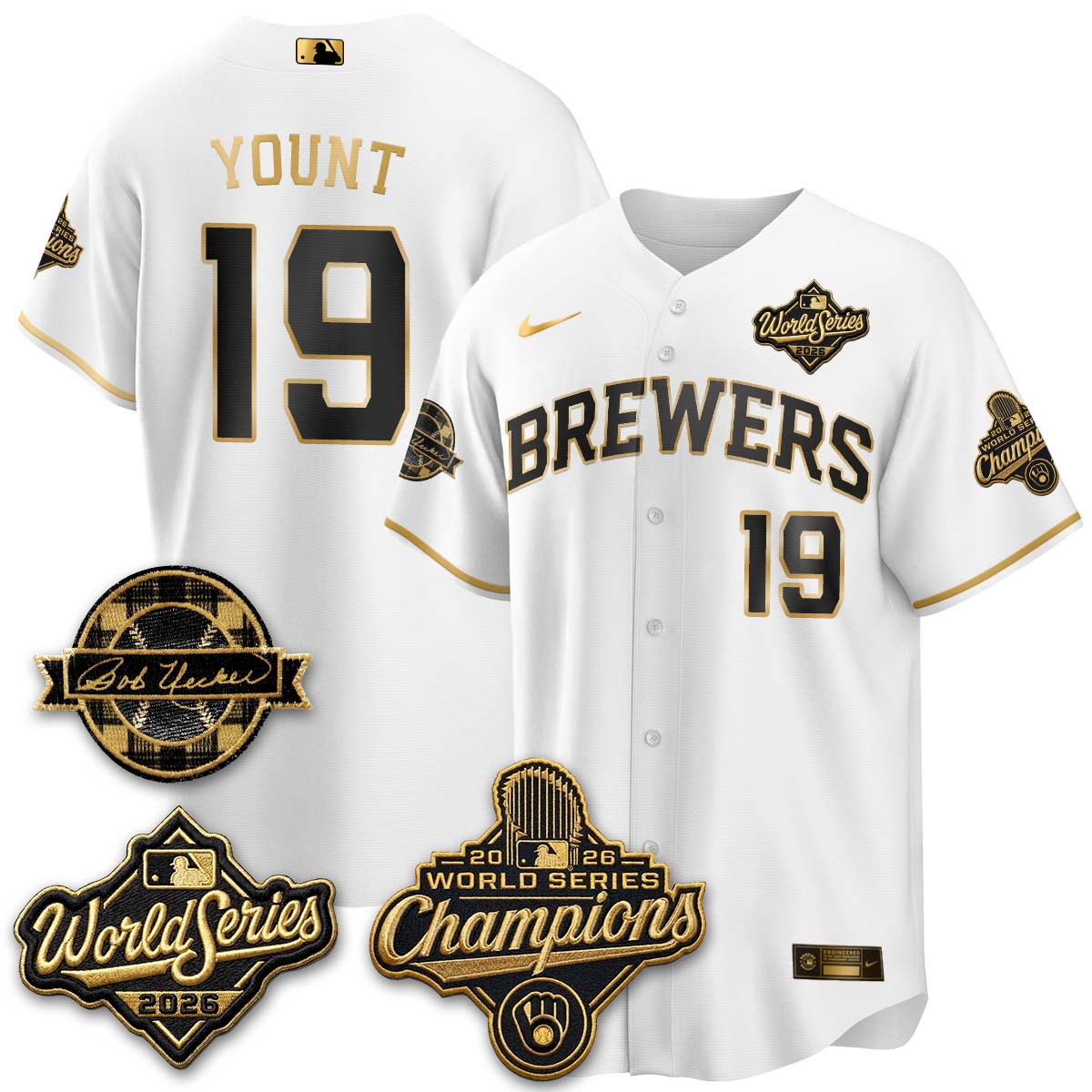 MIL 2026 WS Champions - Bob Uecker Patch Vapor Jersey - Stitched (TT)