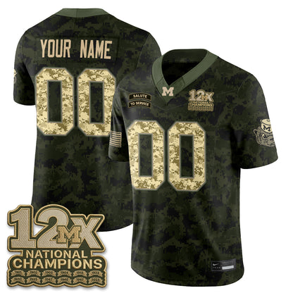 Michigan Wolverines 2026 Salute to Service Vapor Custom Jersey - Stitched