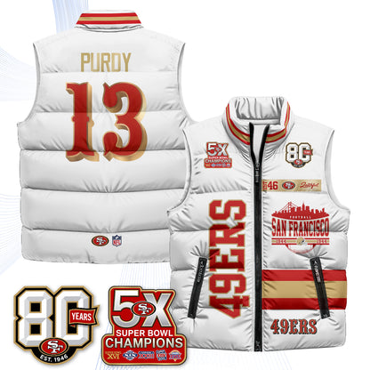 San Francisco 49ers Faithful to The Bay Puffer Vest - Printed