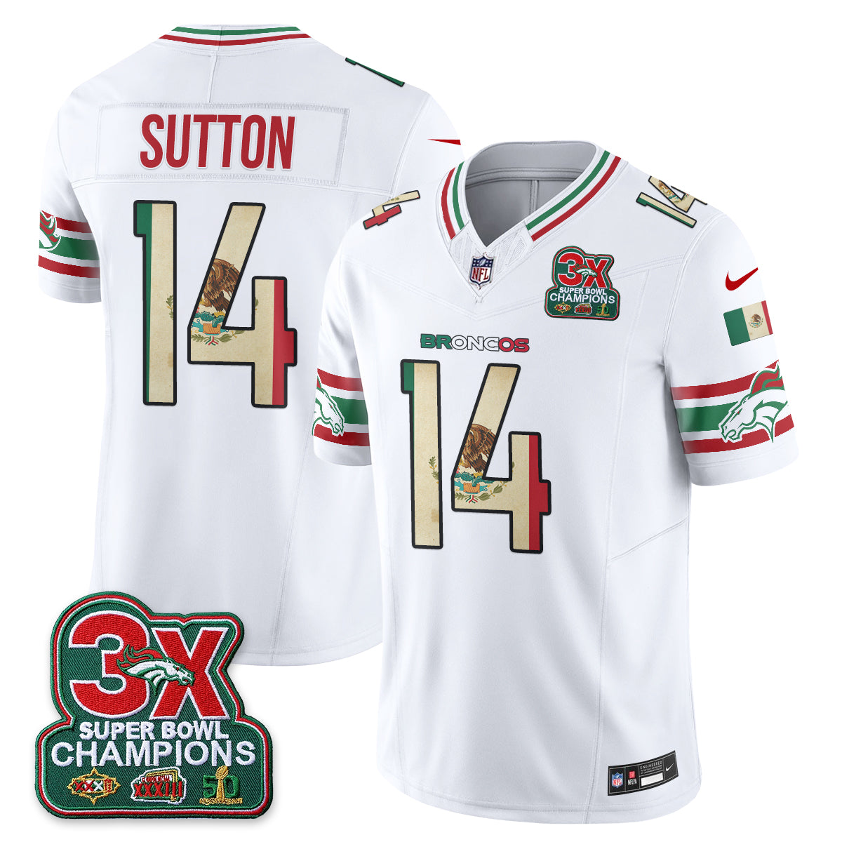 Denver Broncos Mexico Edition Vapor Jersey - Stitched