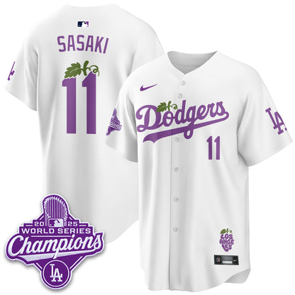 Los Angeles Dodgers Grape Edition Vapor Jersey - Stitched