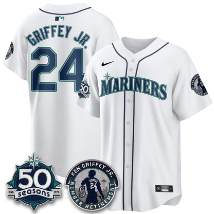 SEA Ken Griffey Jr. Patch Vapor Premier Limited Jersey - All Stitched