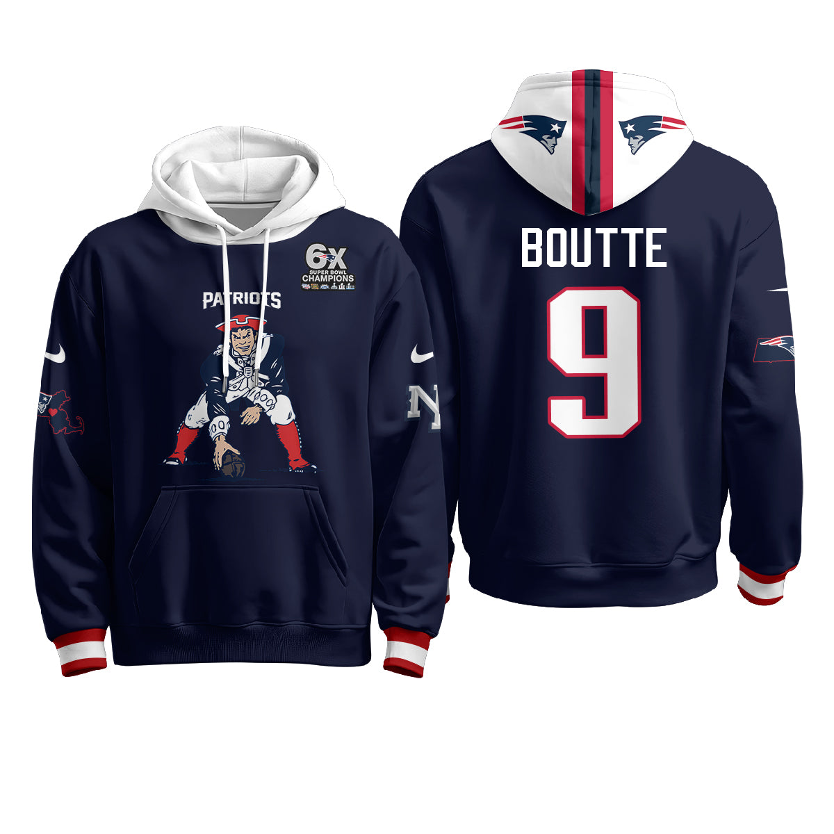 New England Patriots Minuteman Edition Fleece Hoodie - Printed