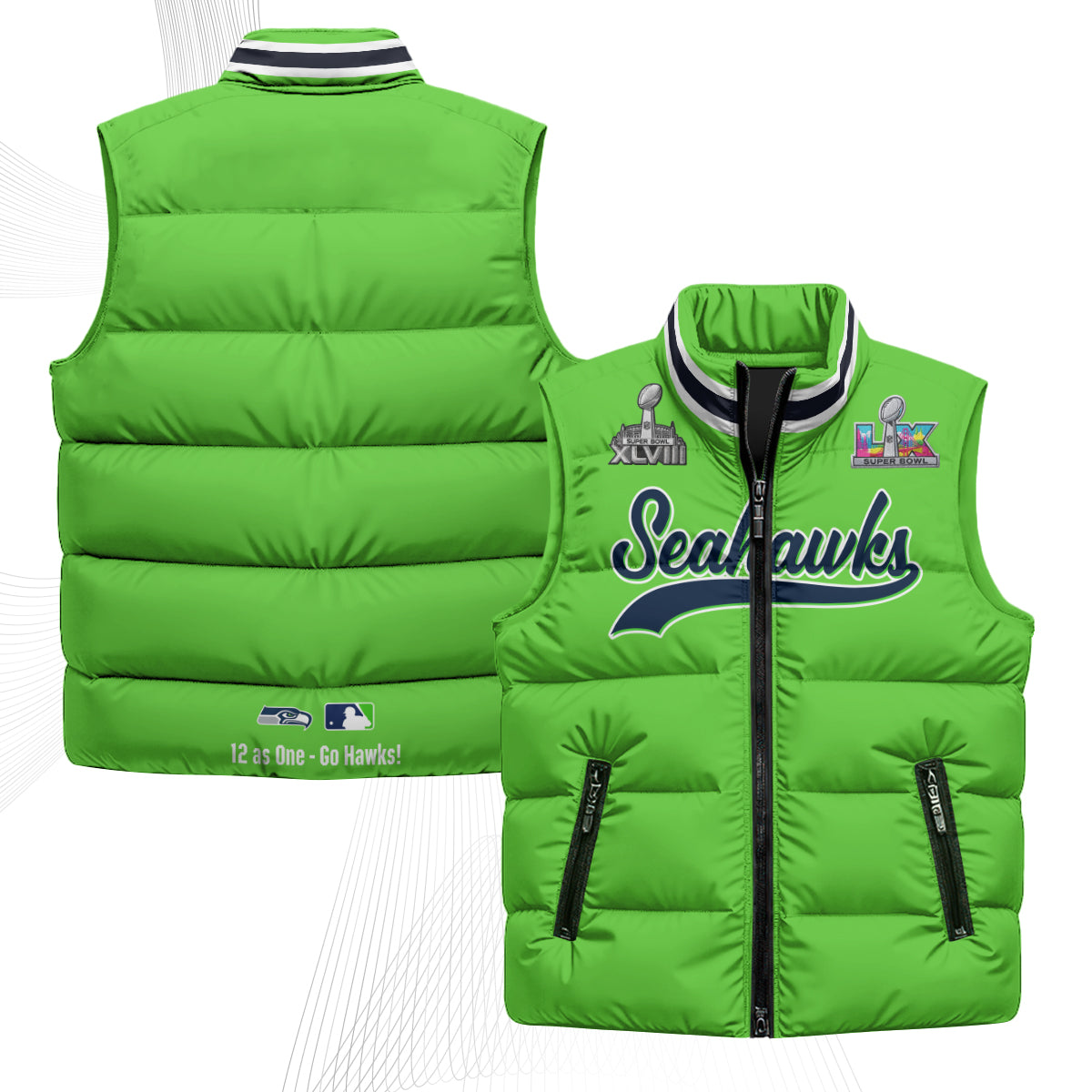 SEA S.Bowl Champs Puffer Vest - Printed