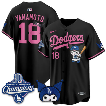 Los Angeles Dodgers Kuromi Edition Vapor Jersey - Stitched