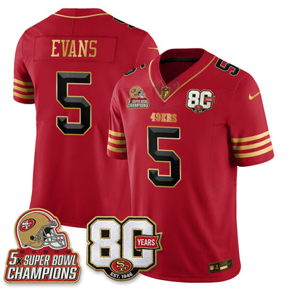 San Francisco 49ers 80 Years & 5X Champs Vapor Jersey - Stitched