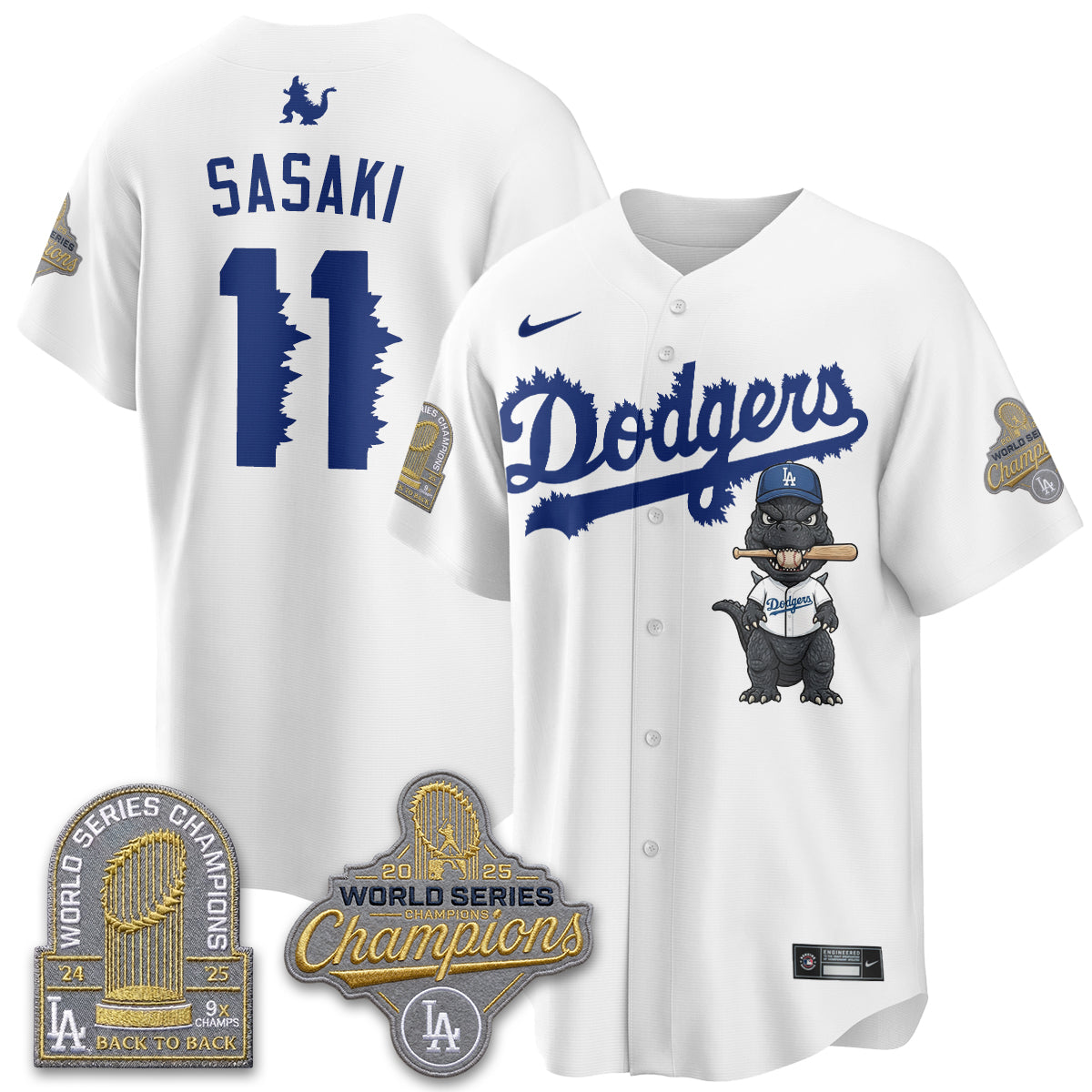 Los Angeles Dodgers x Godzilla Vapor Jersey- Stitched