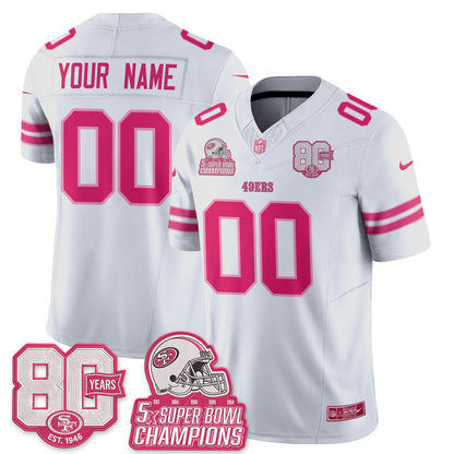 San Francisco 49ers Pink Edition Vapor Custom Jersey - Stitched