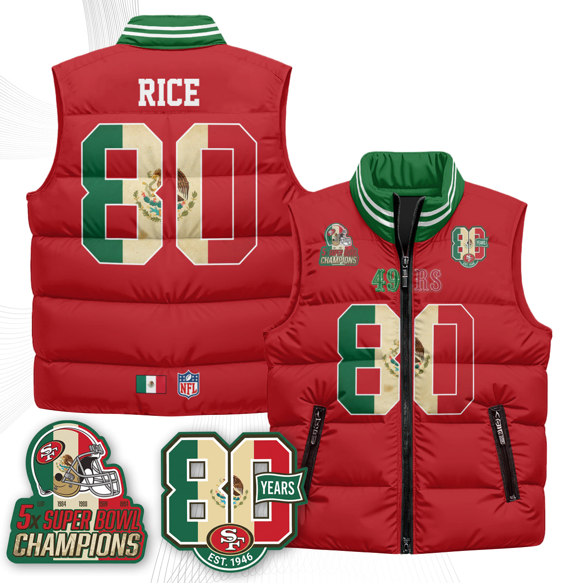 SF Mexico Style Puffer Vest - Printed