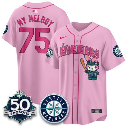Seattle Mariners x  Pink Sanrio Friend Vapor Jersey - Stitched