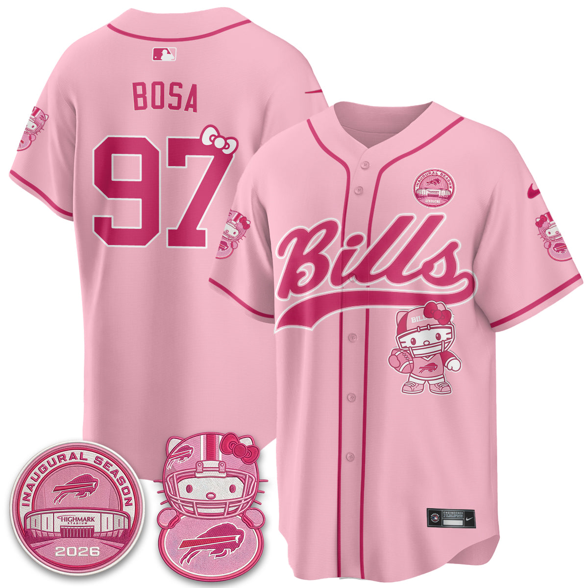 Buffalo Bills x Meow  Vapor Baseball Jersey - Stitched