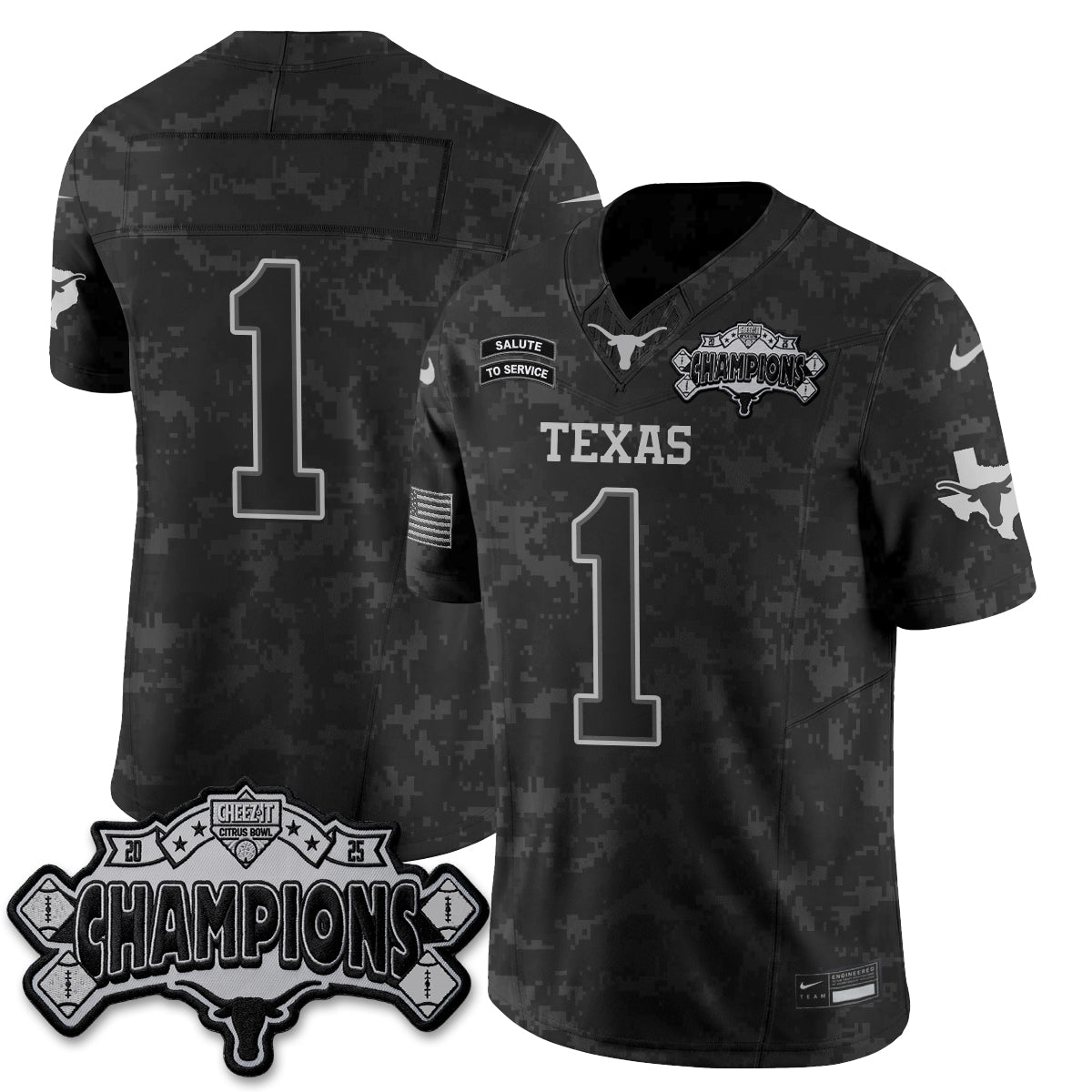 Texas Longhorns 2026 Salute to Service Vapor Jersey - Stitched