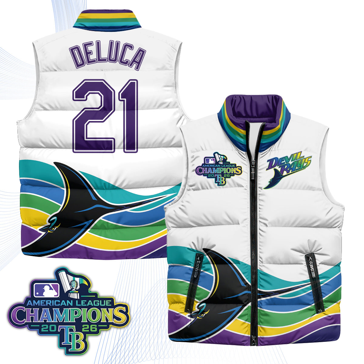 Tampa Bay Rays 2026 AL Champions Limited Puffer Vest - Printed
