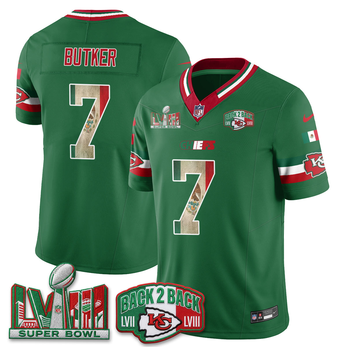 Kansas City Chiefs Mexico Edition Vapor Jersey - Stitched