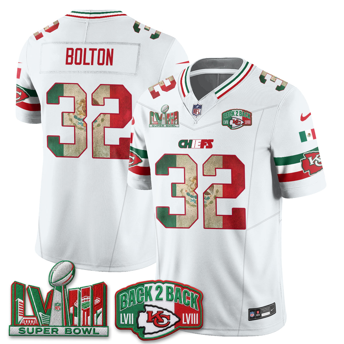 Kansas City Chiefs Mexico Edition Vapor Jersey - Stitched