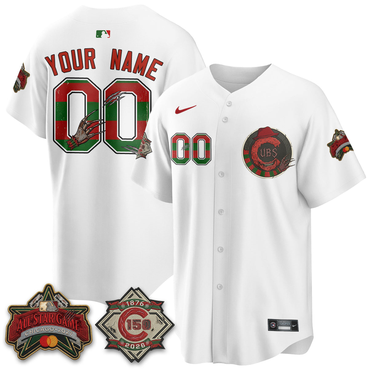 Chicago Cubs A Nightmare on Wrigley Field Edition Vapor Custom Jersey - Stitched