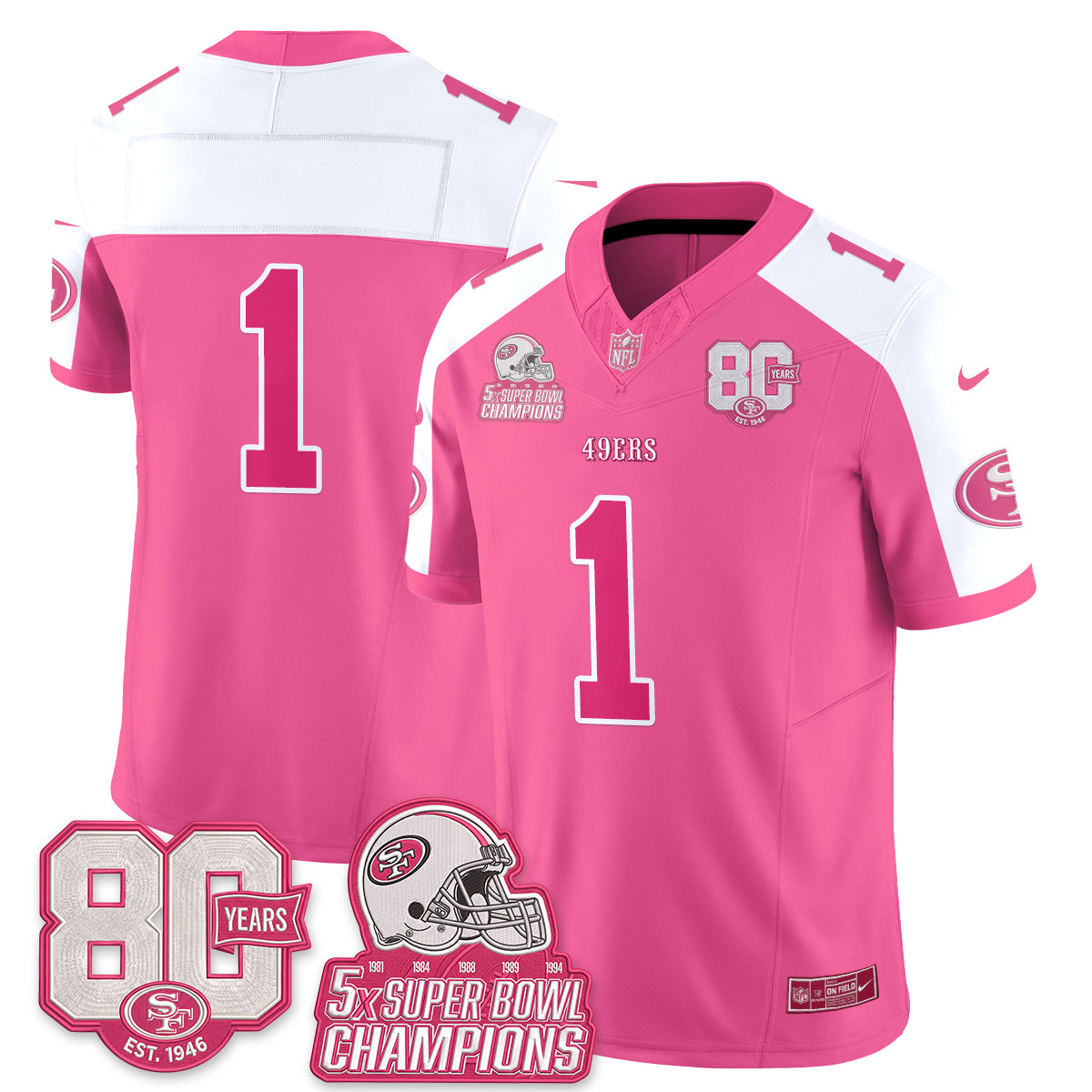 San Francisco 49ers Pink Edition Vapor Jersey - Stitched