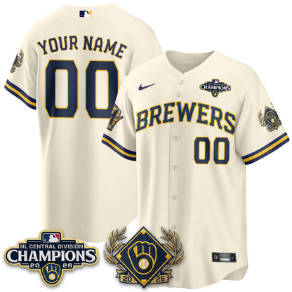 Milwaukee Brewers 2026 NL Division Champs Vapor Custom Jersey - Stitched