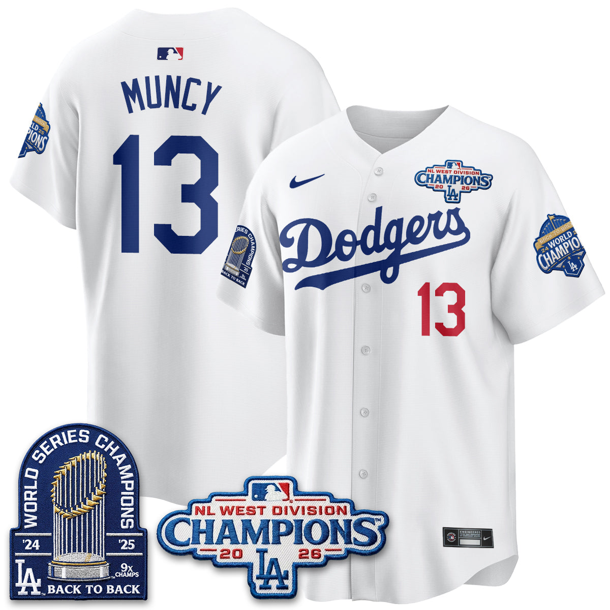 Los Angeles Dodgers 2026 NL West Champs Vapor Jersey- Stitched