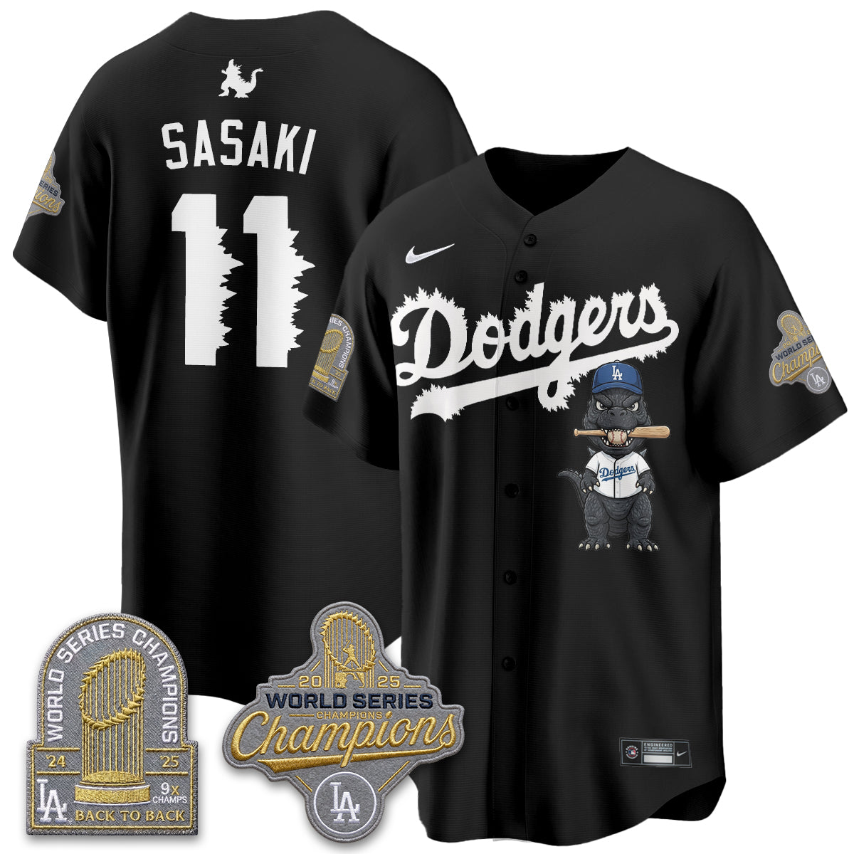 Los Angeles Dodgers x Godzilla Vapor Jersey- Stitched