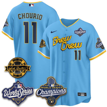 Milwaukee Brewers 2026 WS Champions - Bob Uecker Patch Vapor Jersey - Stitched