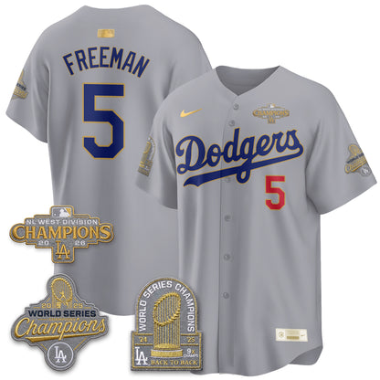 Los Angeles Dodgers 2026 NL West Champs Gold Vapor Jersey- Stitched
