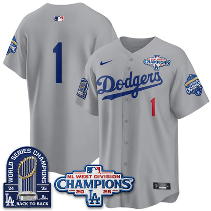 Los Angeles Dodgers 2026 NL West Champs Vapor Jersey- Stitched