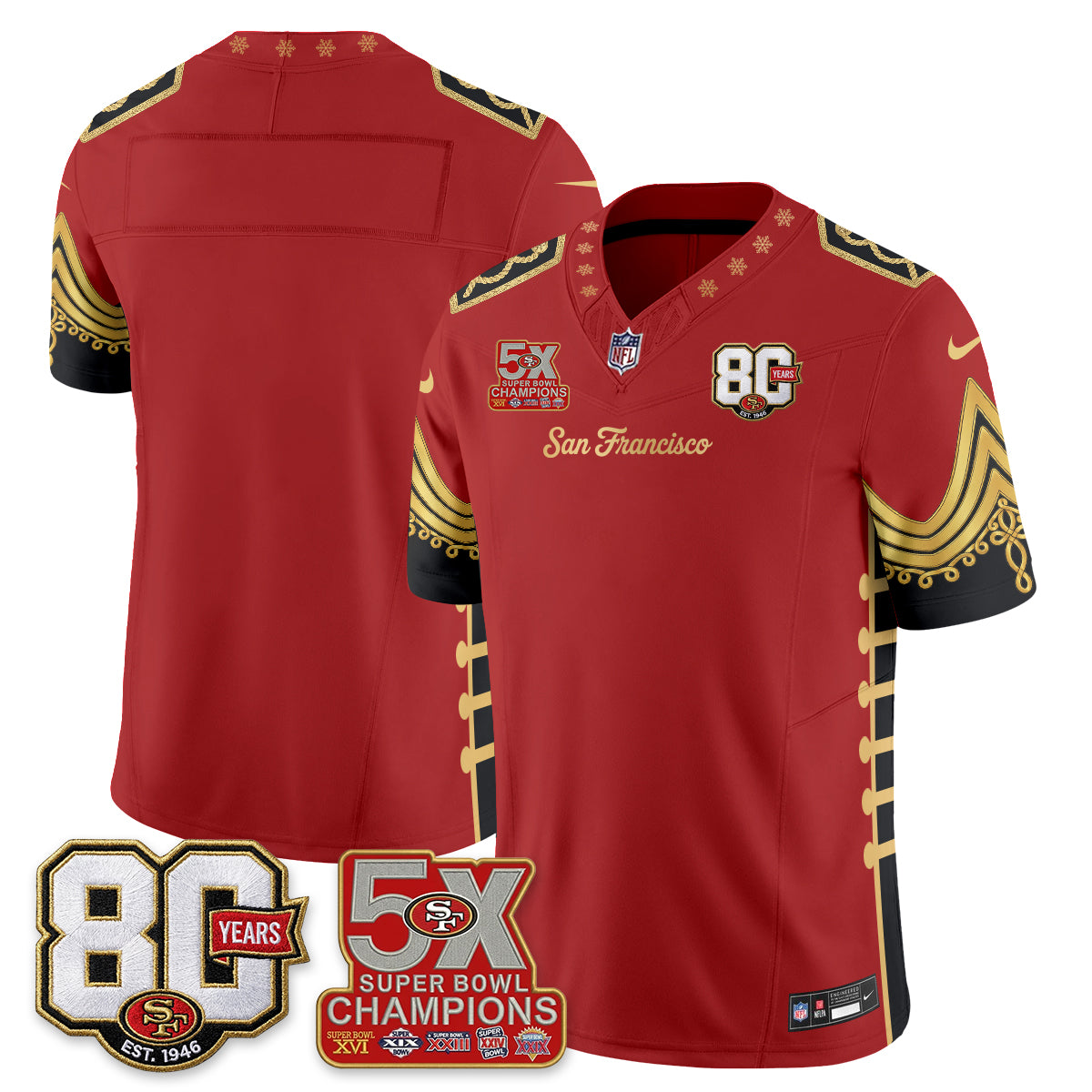 San Francisco 49ers Xmas Nutcracker Edition Vapor Jersey - Stitched