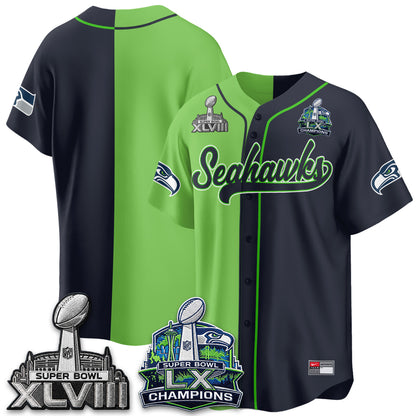 Seattle Seahawks S.Bowl Champs Split Baseball Vapor Jersey V1- Stitched