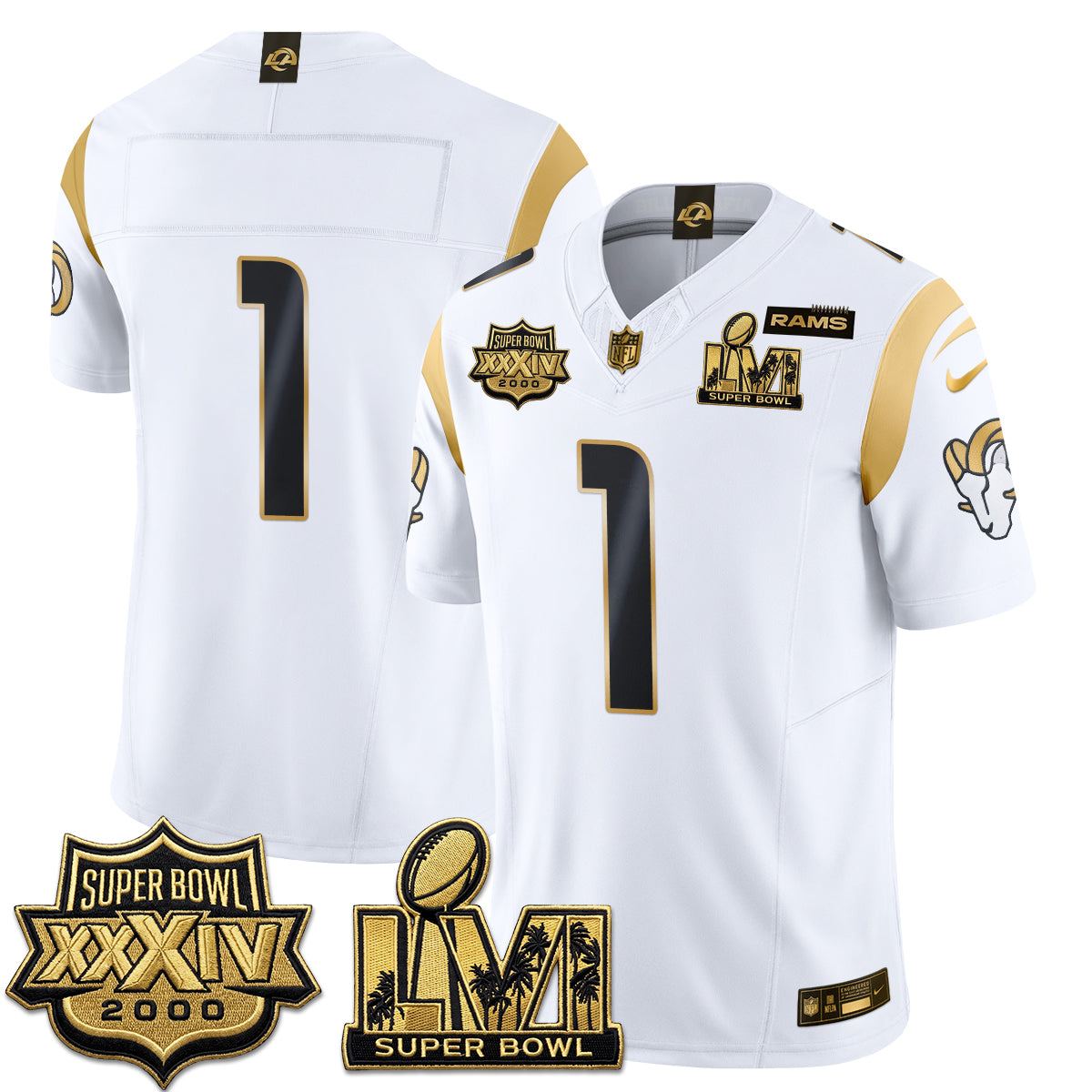 LAR SBowl Champs Gold Vapor Jersey - Stitched