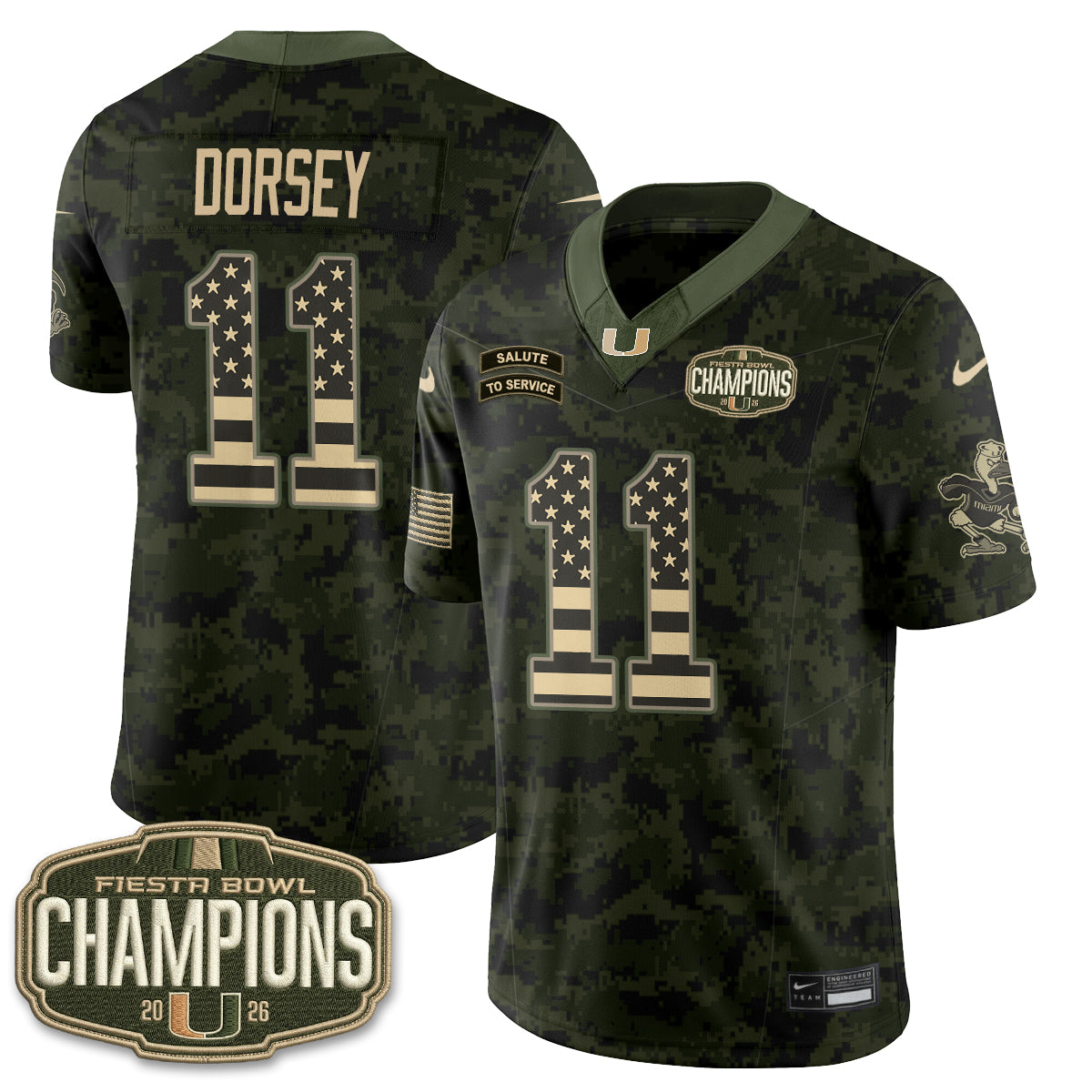 Miami Hurricanes 2026 Salute to Service Vapor Jersey - Stitched