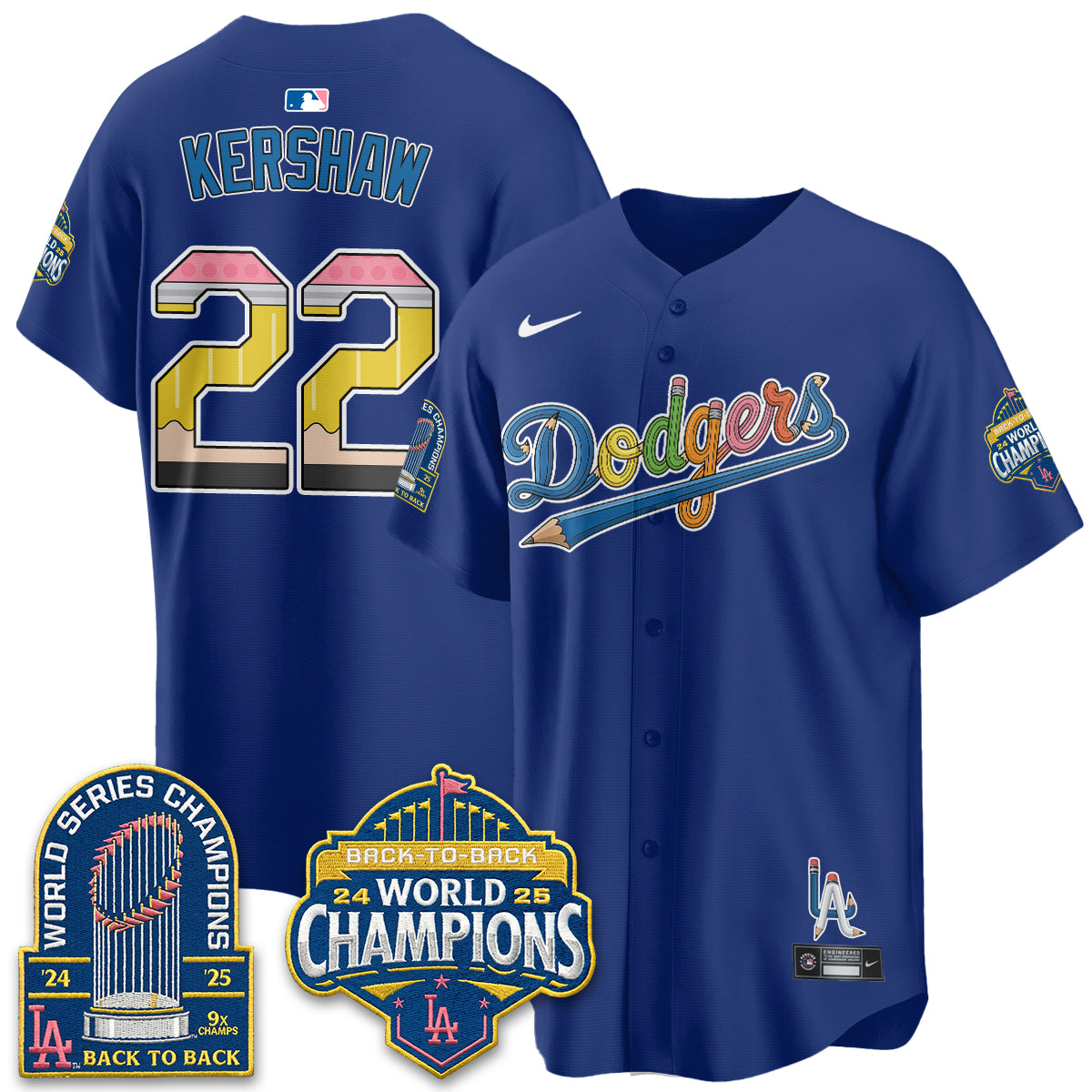 Los Angeles Dodgers x Back to School Style Vapor Jersey - Stitched