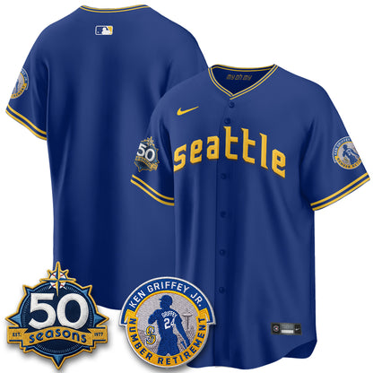 SEA Ken Griffey Jr. Patch Vapor Premier Limited Jersey - All Stitched
