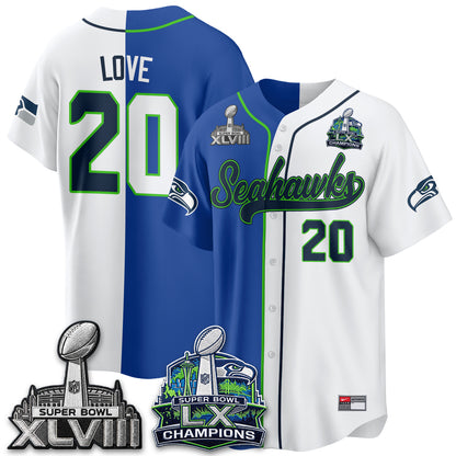 Seattle Seahawks S.Bowl Champs Split Baseball Vapor Jersey V1- Stitched