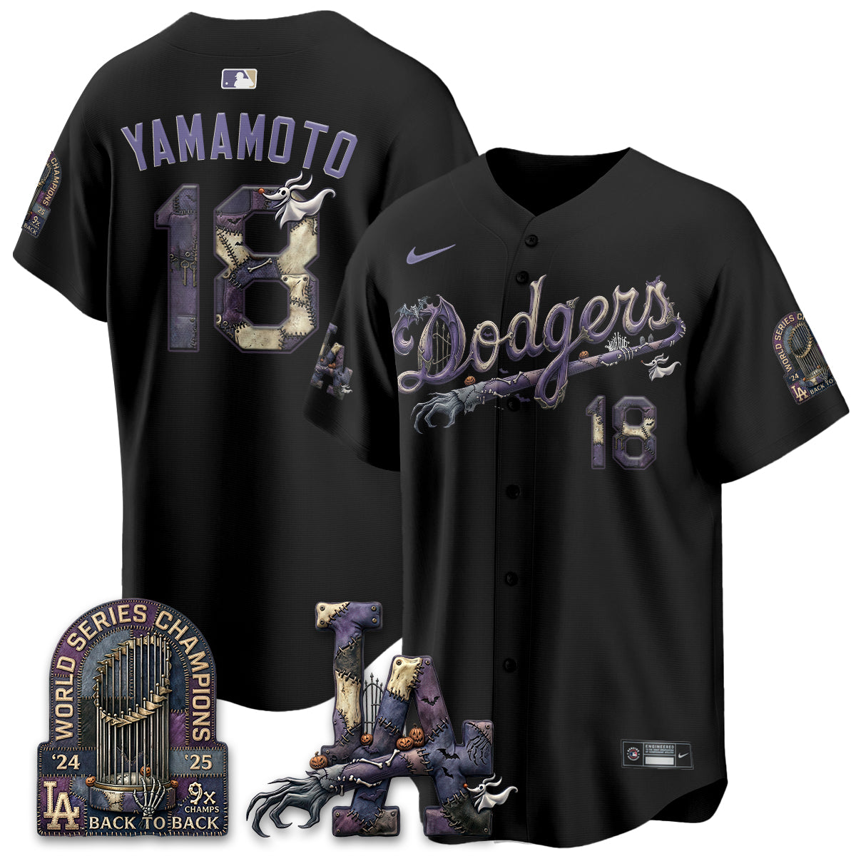 Los Angeles Dodgers Nightmare Edition Vapor Jersey - Printed