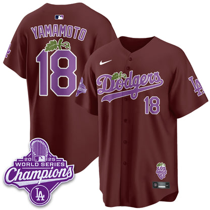 Los Angeles Dodgers Grape Edition Vapor Jersey - Stitched