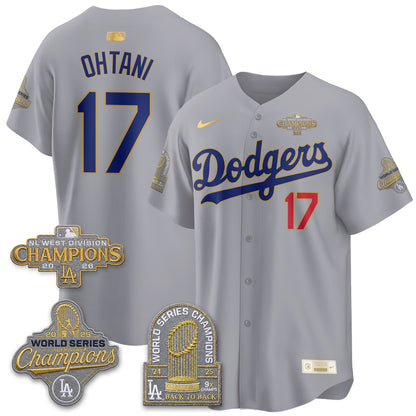 Los Angeles Dodgers 2026 NL West Champs Gold Vapor Jersey- Stitched