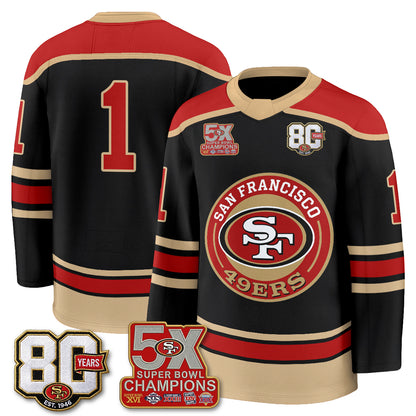 San Francisco 49ers 4X Champs Hockey Jersey - Stitched
