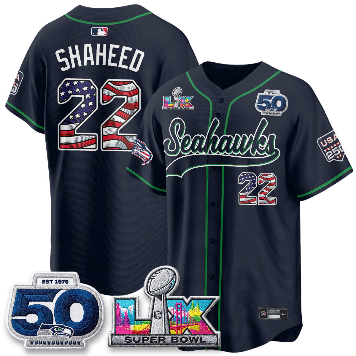 SEA SB LX Champs America Edition Vapor Baseball Jersey - Stitch