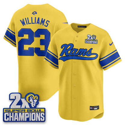 Los Angeles Rams 2X Champs Rivalries Baseball Vapor Jersey - Stitched