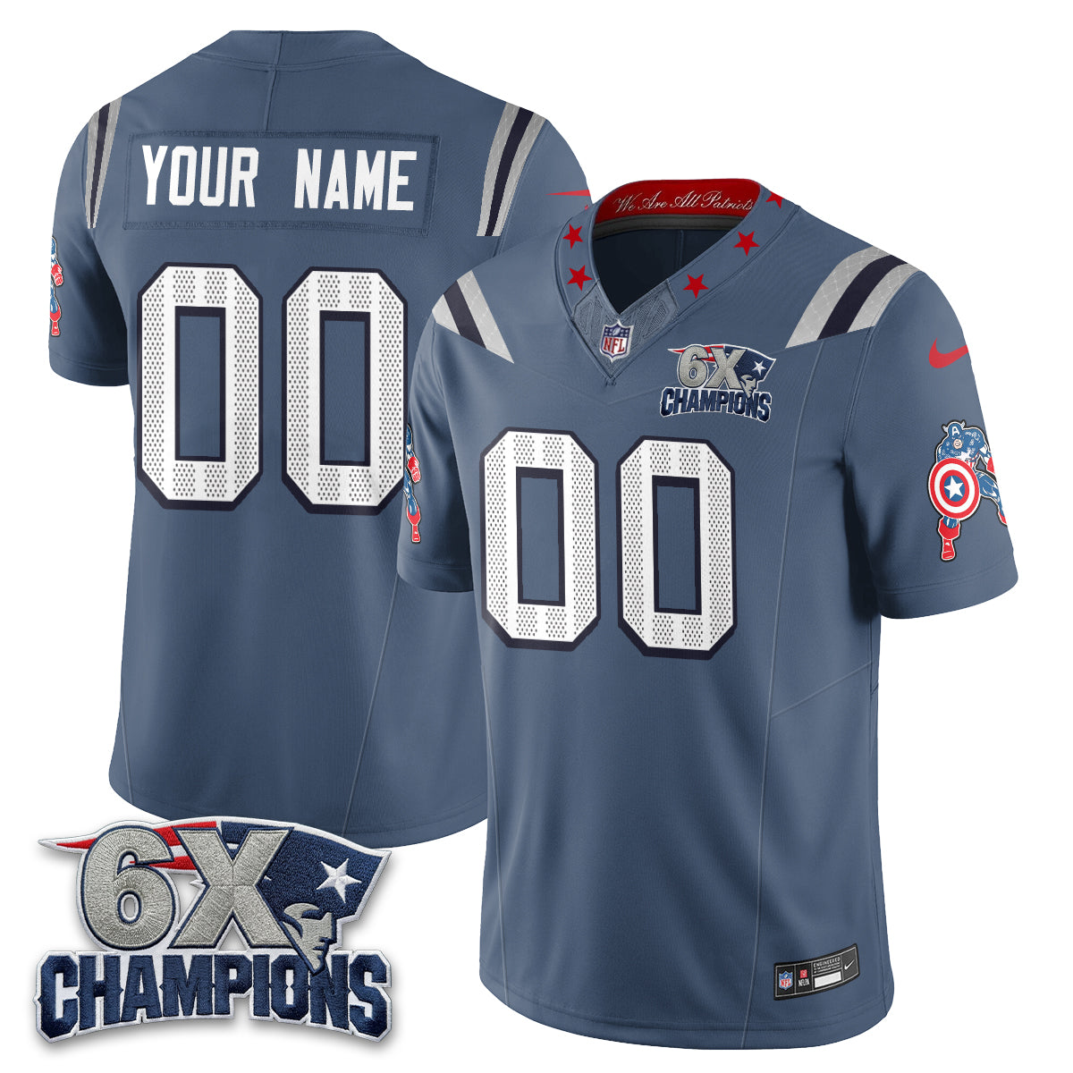 New England Patriots x Vibranium Shield Edition Vapor Custom Jersey V2 - Stitched