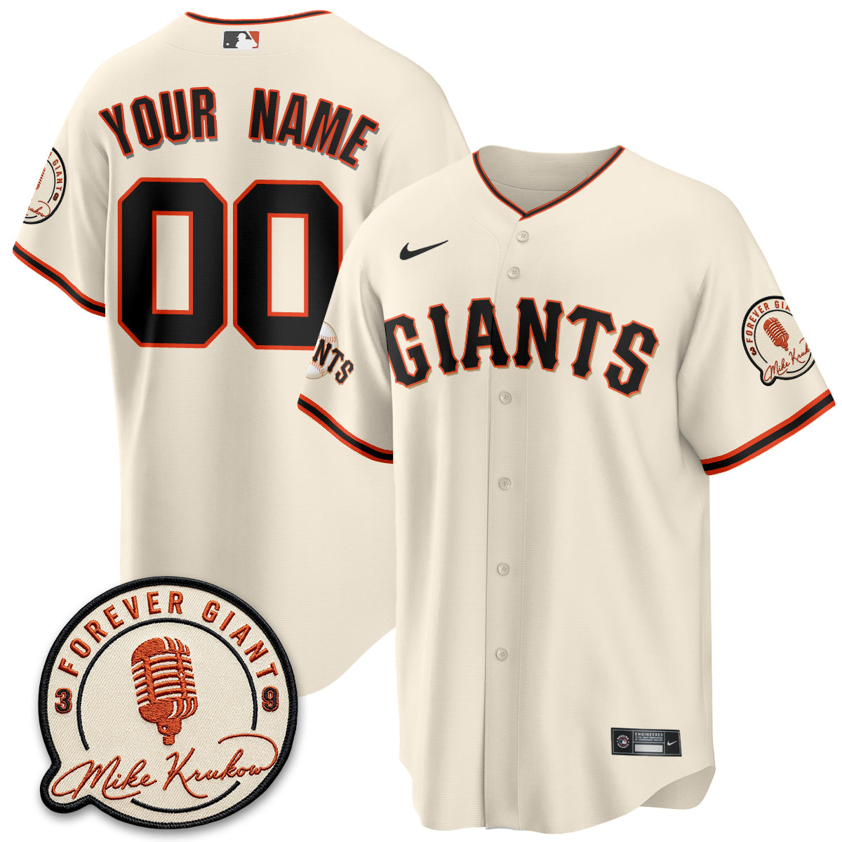 San Francisco Giants Mike Krukow Vapor Custom Jersey - Stitched